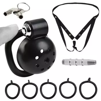 Пояс верности Tibemi для мужчин, очень маленький плоский пояс верности с 5 кольцами верности, вспомогательный пояс, уретральный бластер, уретральная мастурбация, пояс верности ABS