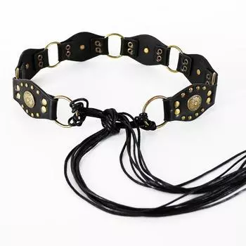 Пояс Western Denim Rivet Женская юбка Винтажная универсальная декоративная цепочка на талию Бохо пояс Аксессуары Spice Girl чёрный