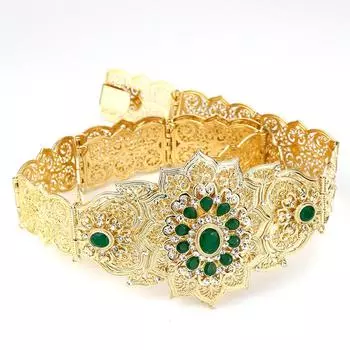 Пояс золотого цвета с кристаллами, свадебные украшения, женская цепочка на талию, регулируемая длина, цепочка для тела красный/зелёный