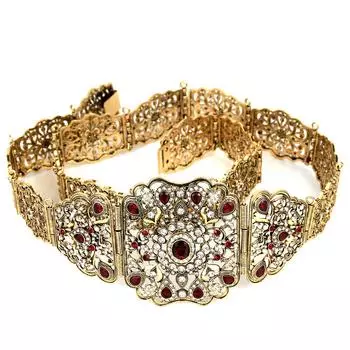 Пояс золотого цвета в стиле ретро для женщин, свадебное платье, ювелирные изделия, поясная цепочка со стразами красный