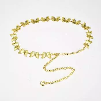 Поясная цепочка Металлические аксессуары-бабочки Золотой пояс с юбкой Платье Поясная цепочка Декоративный пояс