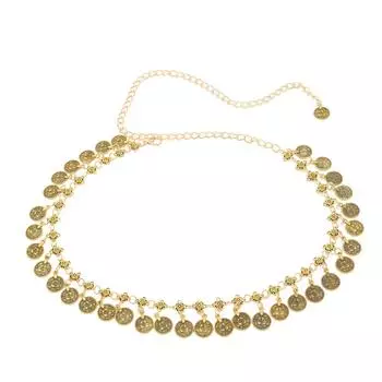 Поясная цепочка с звенящими металлическими монетами в этническом стиле, модный аксессуар для музыкальных фестивалей и повседневных нарядов разноцветный