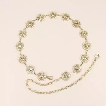 Поясная цепочка женская с высоким чувством женская ретро серебристая летняя с юбкой круглая металлическая цепочка-ремень