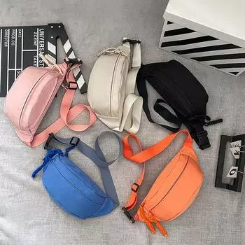 поясная сумка, большая вместимость, повседневная сумка-мессенджер, простая однотонная универсальная сумка для женщин, можно напечатать ЛОГОТИП чёрный