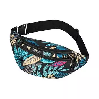 Поясная сумка большой вместимости Повседневная поясная сумка для телефона Дорожная сумка для телефона Цветочный узор Нагрудная сумка Портативная сумка через плечо