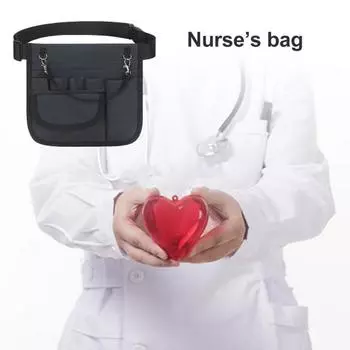 Поясная сумка для медсестры Несколько карманов Регулируемый ремень большой емкости для хранения инструментов Аварийные принадлежности Ножницы Парикмахерские инструменты Поясная сумка Вещи для медсестры чёрный