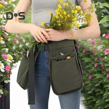 Поясная сумка для сада с застежкой-молнией и регулируемым ремнем Портативная сумка для инструментов с несколькими карманами Для активного отдыха Поясная сумка для кемпинга и рыбалки чёрный