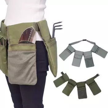 Поясная сумка для садовых инструментов с регулируемыми карманами, вместительная, легкодоступная сумка для хранения, органайзер для садовых инструментов зелёный