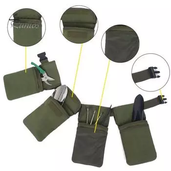 Поясная сумка для садовых инструментов с регулируемыми карманами, вместительная, легкодоступная сумка для хранения, органайзер для садовых инструментов зелёный
