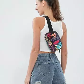 Поясная сумка для телефона для бега с модным принтом, водонепроницаемая сумка через плечо для женщин чёрный