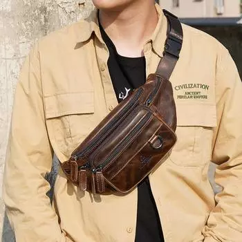 Поясная сумка из натуральной кожи для сотового телефона, нагрудная сумка из коровьей кожи, многофункциональная спортивная сумка через плечо