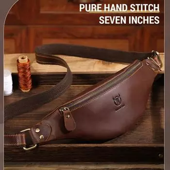 Поясная сумка из натуральной кожи, винтажная поясная сумка, мужская поясная сумка из воловьей кожи, сумка через плечо кофейный