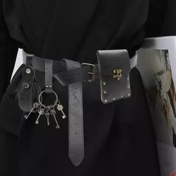 Поясная сумка-кошелек из водонепроницаемой искусственной кожи, поясная сумка, держатель для телефона в стиле стимпанк, средневековая поясная сумка, аксессуары для костюмов для косплея в стиле ренессанс чёрный