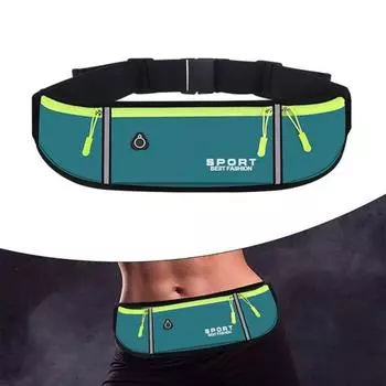 Поясная сумка-молния с большой вместимостью, нескользящая, с отверстием для наушников, светоотражающая полоса для ночного ношения чёрный