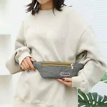 Поясная сумка Простой стиль Водонепроницаемая застежка-молния Большая вместимость Износостойкий предмет серый