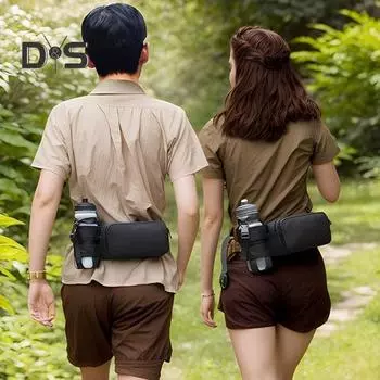 Поясная сумка с разъемом, регулируемая длина, многослойные отделения, держатель для бутылки с водой, поясная сумка унисекс чёрный