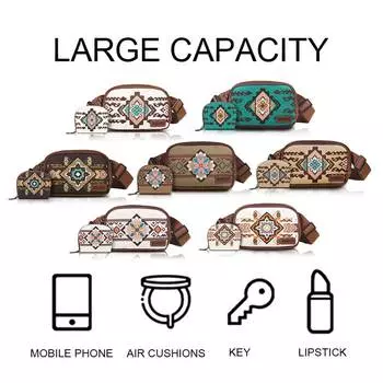 Поясная сумка в стиле бохо с небольшой сумочкой Модная поясная сумка с регулируемым ремешком для женщин для путешествий по фестивалям и концертов коричневый