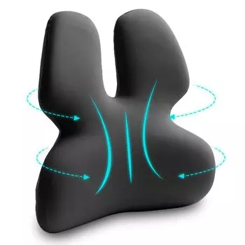 Поясничный подголовник с фиксированным ремешком и эффектом памяти, влагопоглощающий поясничный подголовник для подарков, подушка, пена, поддержка, эргономичный, удобный, в комплекте, чехол, моющийся, впитывающий, дышащий, чёрный