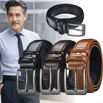 Поясной кожаный ремень мужской регулируемый ремень с металлической пряжкой роскошный мужской деловой ремень мужской чёрный