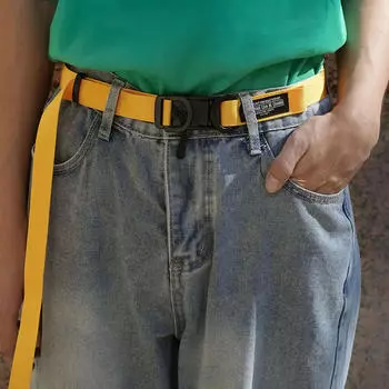 Поясной ремень из нейлона, удобные аксессуары для костюма, легкий пояс с пряжкой для брюк жёлтый