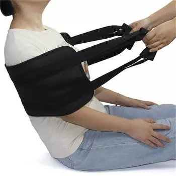 Поясной ремень пациента для смещения спины с перемещением заднего колеса, подъемный ремень для ухода за больными с ручкой-корректором, вспомогательный усиливающий ремень смещения 80*24cm чёрный