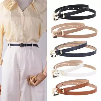 Поясной ремень с тонкой пряжкой и несколькими отверстиями, искусственная кожа, регулируемые аксессуары для одежды, классические женские брюки, платье, ремень для повседневного использования хаки
