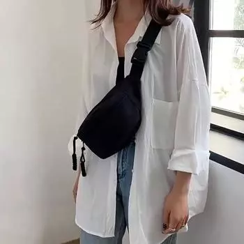 Поясные сумки для женщин, нейлоновая поясная сумка, женские поясные сумки через плечо, нагрудная сумка, сумки, универсальная поясная сумка-мессенджер 30x9x15cm чёрный