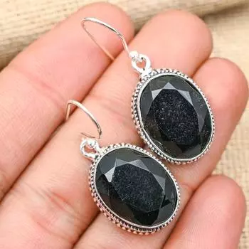 Поразительные серьги из стерлингового серебра 925 пробы с драгоценным камнем ручной работы из хромдиопсида для женщин 1.60 Inches зелёный