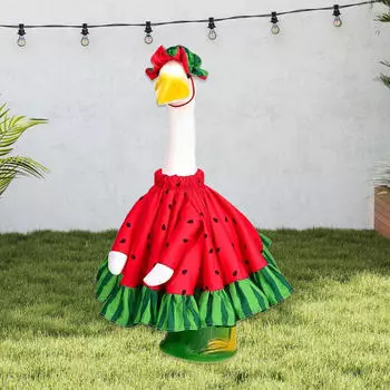 Porch Goose Outfits Summer Outdoor Decoration Watermelon Dress Fits 23 Cement Statue for