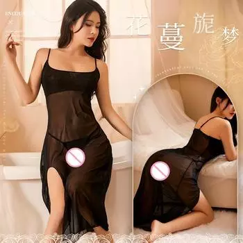 Порно сексуальное нижнее белье, чрезвычайно соблазнительно, длинная юбка на подтяжках, прозрачная искушающая пижама, сексуальный сетчатый костюм для ночного клуба One Size