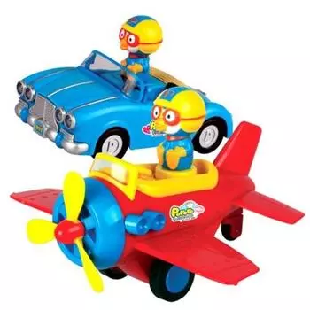 Pororo Push & High School Самолет, Машинка, РазноцветныеПопулярные корейские куклы и игрушки