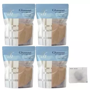 Порошок Naiad Ghassoul 500 г x 4 пакетика в наборе, резинка для волос, маска для лица, грязевая маска + (черный)