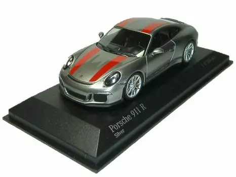 Porsche 911 Модель Minichamps R, серебристо-красный, 2016, Автомобиль, Готовый, 143 серебряный