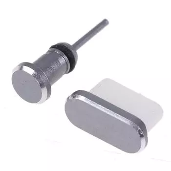 Порт для зарядки телефона типа C, 3,5 мм, карта наушников, USB-пылезащитная заглушка для Samsung Huawei серый