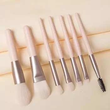 Portable 8Pcs Makeup Brush Set Soft Makeup Concealer Brush Blush Loose Powder Brush Eye Shadow Foundation Brush Beauty Tools абрикосовый