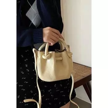 Portable and Fashion K-style Versatile Bucket Bag Milk yellow