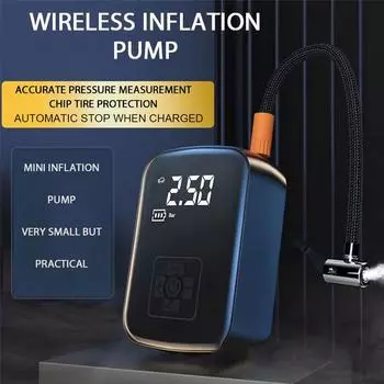 Portable auto intelligent wireless air pump LED lighting LCD digital display acoustic noise reduction air compression pump tools