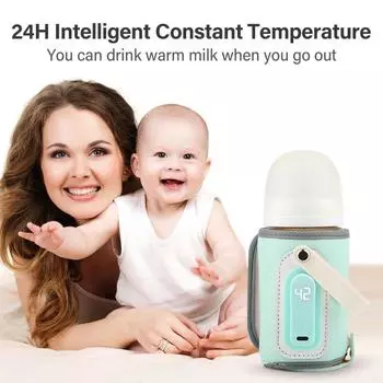 Portable Baby Bottle Warmer USB Charging Feeding Bottle Heat Keeper Travel Warmer Cover Heater Outdoor Bottle Feeding Warmer розовый