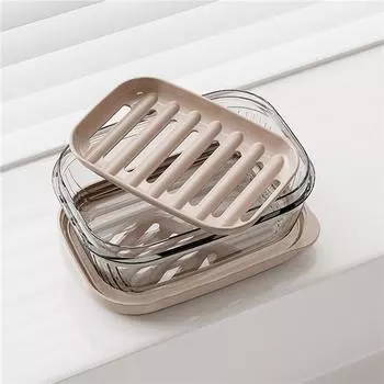 Portable Bathroom Soap Holder Transparent Wall-mounted Quick Drainage Anti-slip Double Layered Travel Soap Storage Box Design прозрачный черный