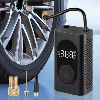 Портативный автомобильный воздушный компрессор 12 В 150 фунтов на квадратный дюйм 12 В 4000 мАч автоматические шарики для шин мотоцикла велосипеда электрический насос для накачивания шин чёрный