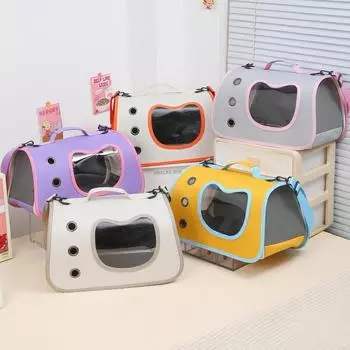 Портативные сумки для кошек, сумки-переноски для собак, сетчатые дышащие сумки-переноски для маленьких собак, складная сумка для кошек, дорожная сумка для перевозки домашних животных фиолетовый