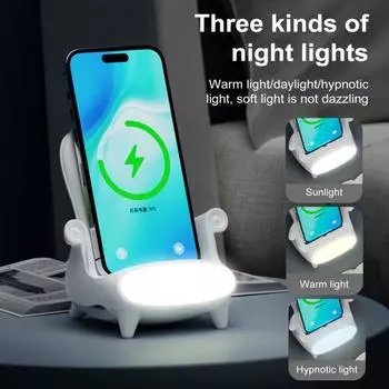 Портативное беспроводное зарядное устройство для стула, беспроводная быстрая зарядная станция с ароматерапией, магнитный разъем Type-C розовый