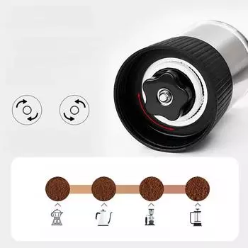 Portable Coffee Bean Grinders Manual Coffee Grinder Mini Stainless Steel Easy Hand Portable Adjustable Kitchen Accessories Tool чёрный