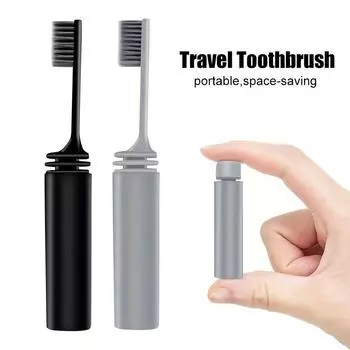 Portable Compact Charcoal Folding Toothbrush - Perfect for Travel, Camping, and Hiking - Easy to Take and Efficient Teethbrush