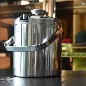 Portable Double-Wall 1.3L Ice Bucket Stainless Steel Ice Container For Wine Drinking Beer Cooler Ice Tongs Clip Party Bar Supply