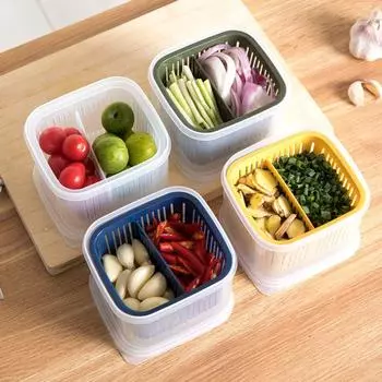 Portable Drain Storage Box Onion Garlic Frozen Fresh Box Fooding Sorting Seal Box with Lid Multifunction Storage Containers
