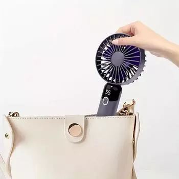 Portable Fan, 6 Speeds Personal Fan with Base, Digital Display, Makeup Fan Handheld/Neck/Desk Fan for Outdoor Indoor чёрный