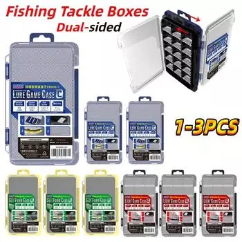 Portable Fishing Tackle Box Lure Hook Storage Boxes Waterproof Double Sided Box Case Fishing Bait Container Fishing Accessories