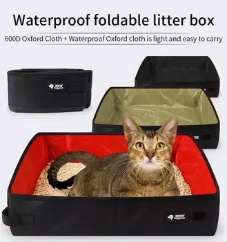 Portable Folding Cat Litter Box Travel-Friendly Pet Litter Pan Durable Cat Toilet With Carry Carry Handles M