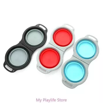 Portable Folding Dog Bowl Portable Travel Feeding Watering Dish Pet Container Collapsible Bowl Accessories Pet Supplies сине серый